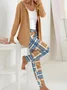 Deux Pièces Ensembles Femmes Décontracté Printemps / Automne Plaid Sweat-shirt à Capuche Quotidien Ample Droit Régulier T.-N.-L.