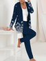 Deux Pièces Ensembles Décontracté Floral Printemps / Automne Polyester Sweat-shirt à Capuche Micro-élasticité Quotidien Manteau avec Pantalons Régulier pour Femmes