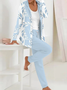 Deux Pièces Ensembles Décontracté Floral Printemps / Automne Sweat-shirt à Capuche Naturel Micro-élasticité Quotidien Ample Manches Longues pour Femmes