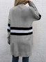 Cardigans Rayé Décontracté Hiver Micro-élasticité Quotidien Ample Manches Longues Laine/Tricot Épaissi pour Femmes