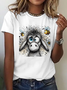 T-shirts Femmes Décontracté Imprimé d'Animal Été Ample Manches Courtes Droit Régulier Élasticité moyenne Oui