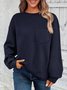 Sweat-shirts Décontracté Plain Printemps / Automne Jacquard Micro-élasticité Ample Col Rond Droit Régulier pour Femmes