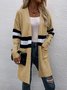 Cardigans Rayé Décontracté Hiver Micro-élasticité Quotidien Ample Manches Longues Laine/Tricot Épaissi pour Femmes