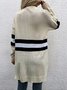 Cardigans Rayé Décontracté Hiver Micro-élasticité Quotidien Ample Manches Longues Laine/Tricot Épaissi pour Femmes