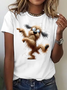 T-shirts Femmes Décontracté Été Chien Coton Quotidien Manches Courtes Régulier Élasticité moyenne Oui