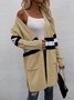 Cardigans Rayé Décontracté Hiver Micro-élasticité Quotidien Ample Manches Longues Laine/Tricot Épaissi pour Femmes