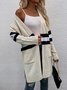 Cardigans Rayé Décontracté Hiver Micro-élasticité Quotidien Ample Manches Longues Laine/Tricot Épaissi pour Femmes