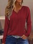 T-shirts Décontracté Plain Printemps / Automne Ample Manches Longues Entaillé Régulier Droit Boucle pour Femmes