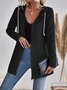 Sweat-shirt à Capuche Manches Longues Régulier Plain Blouson Zip pour Femmes