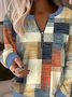 Sweat-shirts Décontracté Printemps / Automne Plaid Polyester Micro-élasticité Quotidien Ample Manches Longues Mi-long pour Femmes