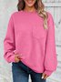 Sweat-shirts Décontracté Plain Printemps / Automne Jacquard Micro-élasticité Ample Col Rond Droit Régulier pour Femmes