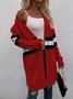 Cardigans Rayé Décontracté Hiver Micro-élasticité Quotidien Ample Manches Longues Laine/Tricot Épaissi pour Femmes
