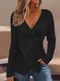 Pulls Femmes Décontracté Plain Printemps / Automne Col croisé Quotidien Manches Longues Fil/fil de laine Régulier Droit