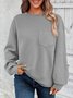 Sweat-shirts Décontracté Plain Printemps / Automne Jacquard Micro-élasticité Ample Col Rond Droit Régulier pour Femmes