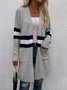 Cardigans Rayé Décontracté Hiver Micro-élasticité Quotidien Ample Manches Longues Laine/Tricot Épaissi pour Femmes