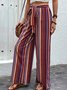 Pantalons Rayé Décontracté Printemps / Automne Polyester Quotidien Ample Long Régulier Poche Couture pour Femmes