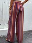 Pantalons Rayé Décontracté Printemps / Automne Polyester Quotidien Ample Long Régulier Poche Couture pour Femmes