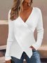 Pulls Femmes Décontracté Plain Printemps / Automne Col croisé Quotidien Manches Longues Fil/fil de laine Régulier Droit