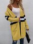 Cardigans Rayé Décontracté Hiver Micro-élasticité Quotidien Ample Manches Longues Laine/Tricot Épaissi pour Femmes