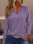T-shirts Décontracté Plain Printemps / Automne Ample Manches Longues Entaillé Régulier Droit Boucle pour Femmes