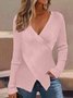 Pulls Femmes Décontracté Plain Printemps / Automne Col croisé Quotidien Manches Longues Fil/fil de laine Régulier Droit