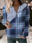 Sweat-shirts Décontracté Printemps / Automne Plaid Quotidien Ample Col Rond Droit Régulier T.-N.-L. pour Femmes