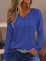 T-shirts Décontracté Plain Printemps / Automne Ample Manches Longues Entaillé Régulier Droit Boucle pour Femmes