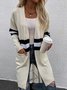 Cardigans Rayé Décontracté Hiver Micro-élasticité Quotidien Ample Manches Longues Laine/Tricot Épaissi pour Femmes