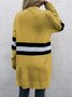 Cardigans Rayé Décontracté Hiver Micro-élasticité Quotidien Ample Manches Longues Laine/Tricot Épaissi pour Femmes