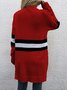Cardigans Rayé Décontracté Hiver Micro-élasticité Quotidien Ample Manches Longues Laine/Tricot Épaissi pour Femmes