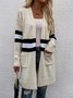 Cardigans Rayé Décontracté Hiver Micro-élasticité Quotidien Ample Manches Longues Laine/Tricot Épaissi pour Femmes