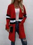 Cardigans Rayé Décontracté Hiver Micro-élasticité Quotidien Ample Manches Longues Laine/Tricot Épaissi pour Femmes