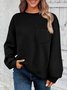 Sweat-shirts Décontracté Plain Printemps / Automne Jacquard Micro-élasticité Ample Col Rond Droit Régulier pour Femmes