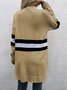 Cardigans Rayé Décontracté Hiver Micro-élasticité Quotidien Ample Manches Longues Laine/Tricot Épaissi pour Femmes