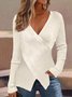 Pulls Femmes Décontracté Plain Printemps / Automne Col croisé Quotidien Manches Longues Fil/fil de laine Régulier Droit