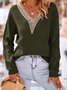Pulls Femmes Décontracté Plain Printemps / Automne Quotidien Manches Longues Fil/fil de laine Régulier Régulier Dentelle