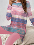Deux Pièces Ensembles Femmes Rétro Printemps / Automne Motif dégradé Aucune élasticité Ample Jersey Manches Longues Top Avec Pantalons Régulier