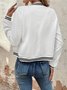 Col Rond Manches Longues Régulier Plain Veste Letterman Blouson Zip pour Femmes