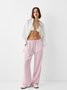 Pantalons Femmes Rayé Décontracté Printemps / Automne Polyester Ample Taille Élastique Pantalon droit Long Droit