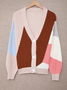 Cardigans Femmes Décontracté Bloc de Couleur Hiver Micro-élasticité Quotidien Ample Manches Longues Laine/Tricot Régulier
