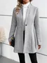 à Col Revers Manches Longues Poids lourd Plain Blouson pour Femmes