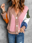 Cardigans Femmes Décontracté Bloc de Couleur Hiver Micro-élasticité Quotidien Ample Manches Longues Laine/Tricot Régulier