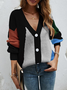Cardigans Femmes Décontracté Bloc de Couleur Hiver Micro-élasticité Quotidien Ample Manches Longues Laine/Tricot Régulier