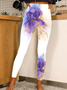 Pantalons De Yoga Femmes Décontracté Floral Toutes Les Saisons Naturel Aucune élasticité Serré Pantalon coupe slim Long Droit