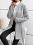 à Col Revers Manches Longues Poids lourd Plain Blouson pour Femmes