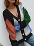 Cardigans Femmes Décontracté Bloc de Couleur Hiver Micro-élasticité Quotidien Ample Manches Longues Laine/Tricot Régulier