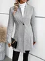 à Col Revers Manches Longues Poids lourd Plain Blouson pour Femmes