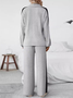 Deux Pièces Ensembles Décontracté Bloc de Couleur Printemps / Automne Naturel Ample Jersey Manches Longues Top Avec Pantalons Régulier pour Femmes
