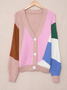 Cardigans Femmes Décontracté Bloc de Couleur Hiver Micro-élasticité Quotidien Ample Manches Longues Laine/Tricot Régulier