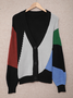 Cardigans Femmes Décontracté Bloc de Couleur Hiver Micro-élasticité Quotidien Ample Manches Longues Laine/Tricot Régulier